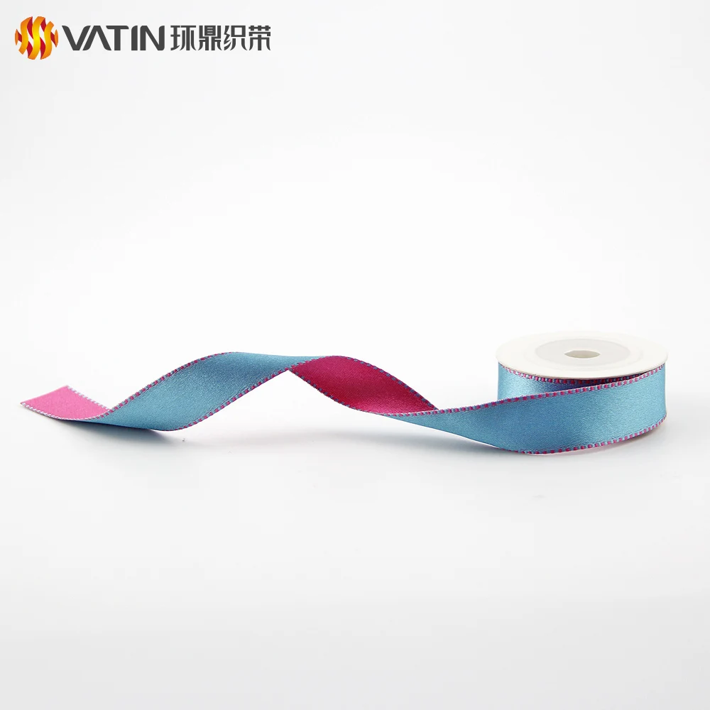 China Wholesale Custom Imported Two Color Polyester Satin Ribbon