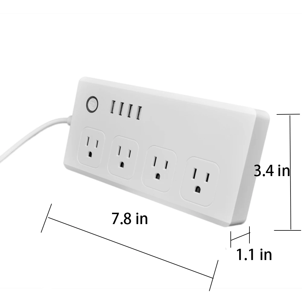 Умная Сетевая розетка с Wi-Fi, 4 розетки переменного тока, 4 USB-порта, работает с ALexa