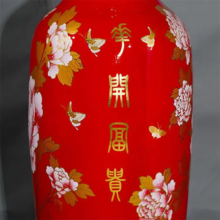 Hotel Red Hand Painted Florwe Vase Agallerie Ceramic Home Decoration Large Tall Vases for Wedding