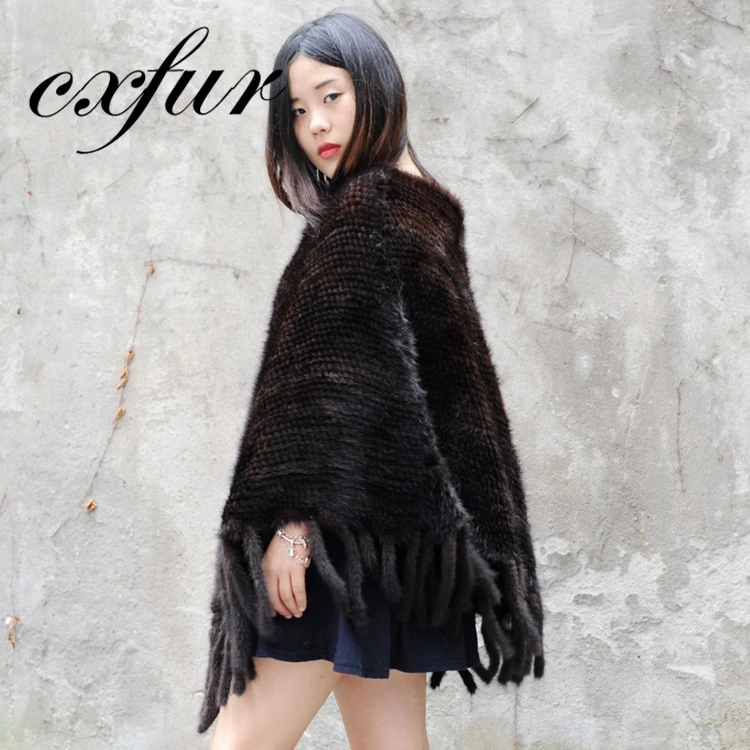 CX-B-M-10A Women Party Wear Fashion Lady Mink Fur Shawl