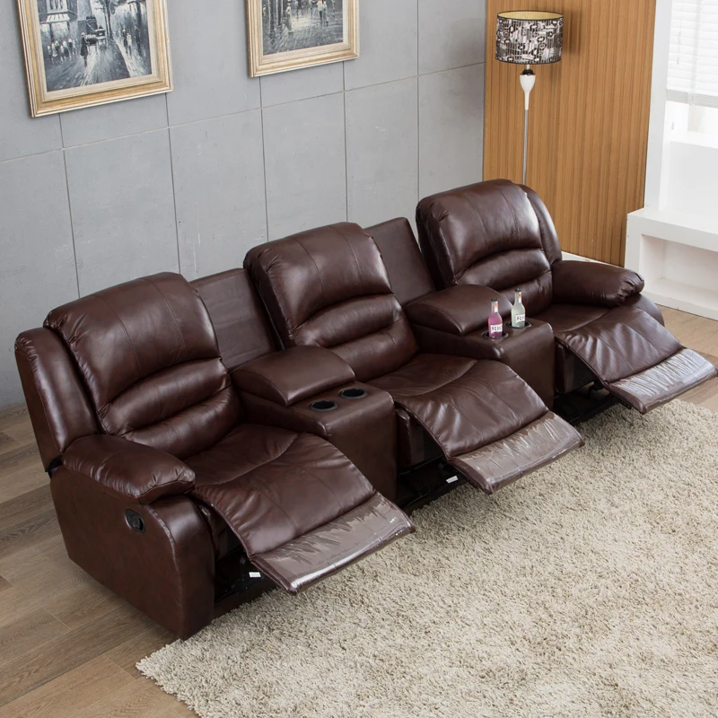 Эко-кожаный диван с откидной подкладкой и ручным откидным креселом