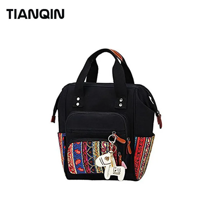 Fashion Mummy Bag Big Opening Shoulder Bag Leisure National Wind Large Capacity Backpack