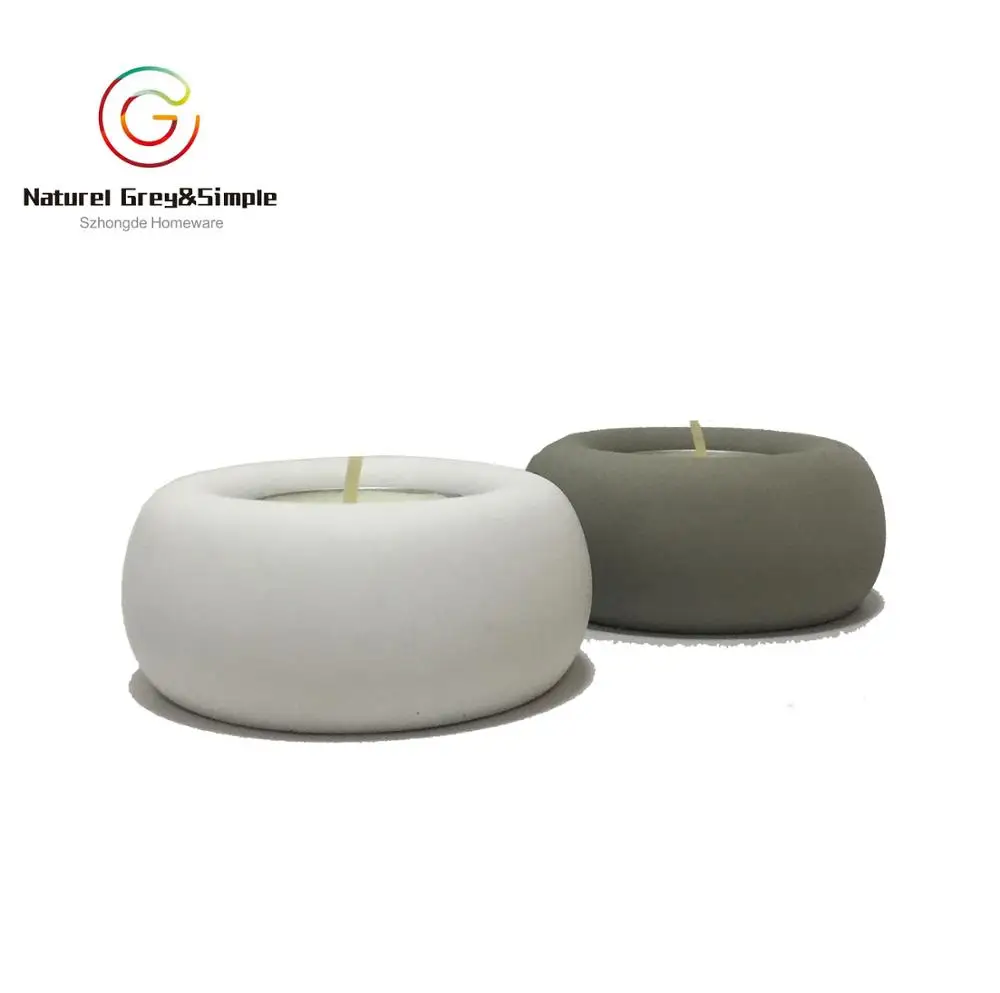 Romantic mini desk decor concrete tealight candle holder