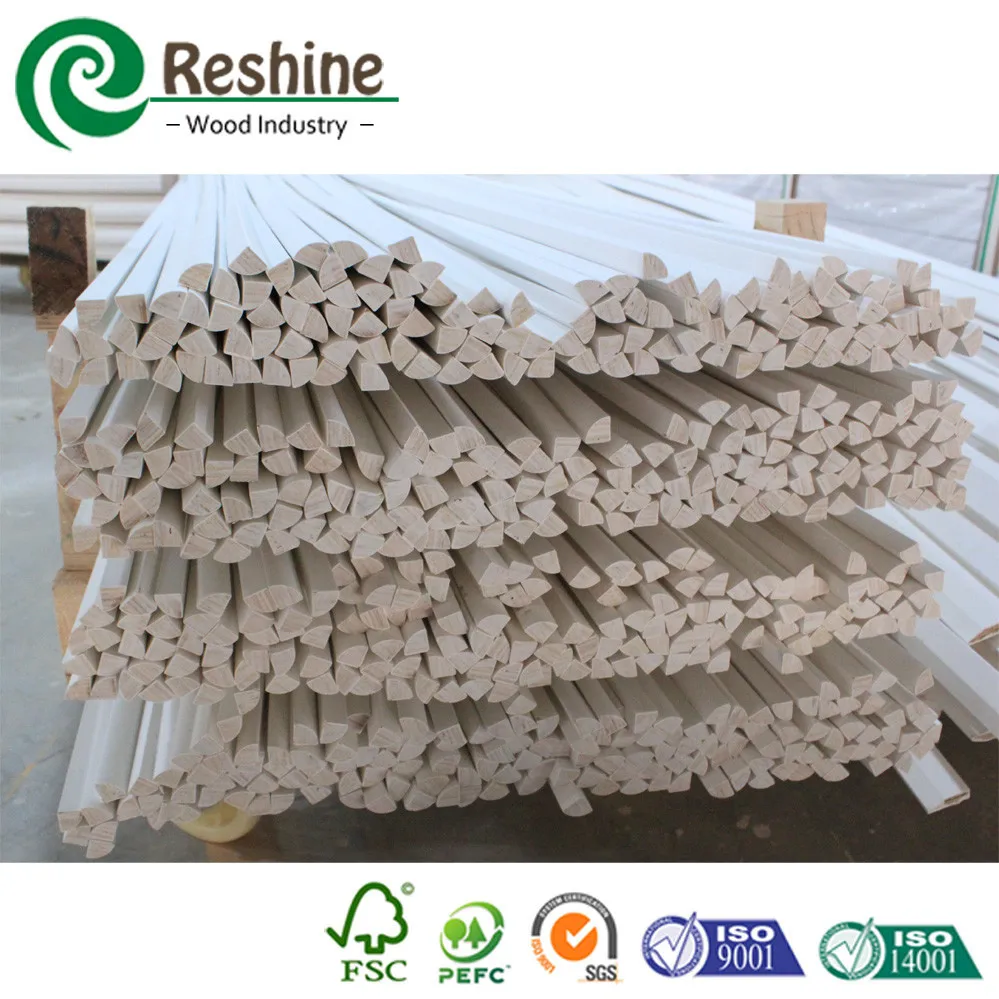 White Primed FJ Wooden decorative quarter round floor moulding