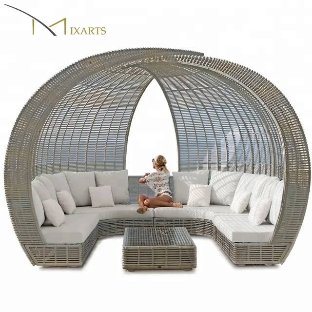 
High quality rattan furniture outdoor daybed patio hotel project garden furniture outdoor sofa cabana 