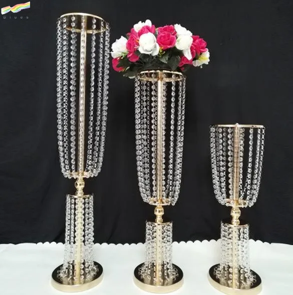 Hot Selling Crystal Centerpiece Wedding Backdrop Flower vase Candleholder Table Stand Road Lead Decoration