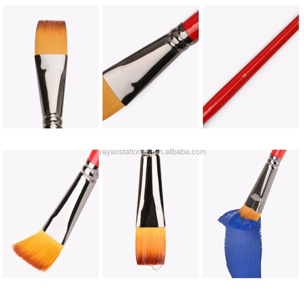 Professional Flat Head Acrylic Painting Brushes Watercolor Artist Brushes for Sale