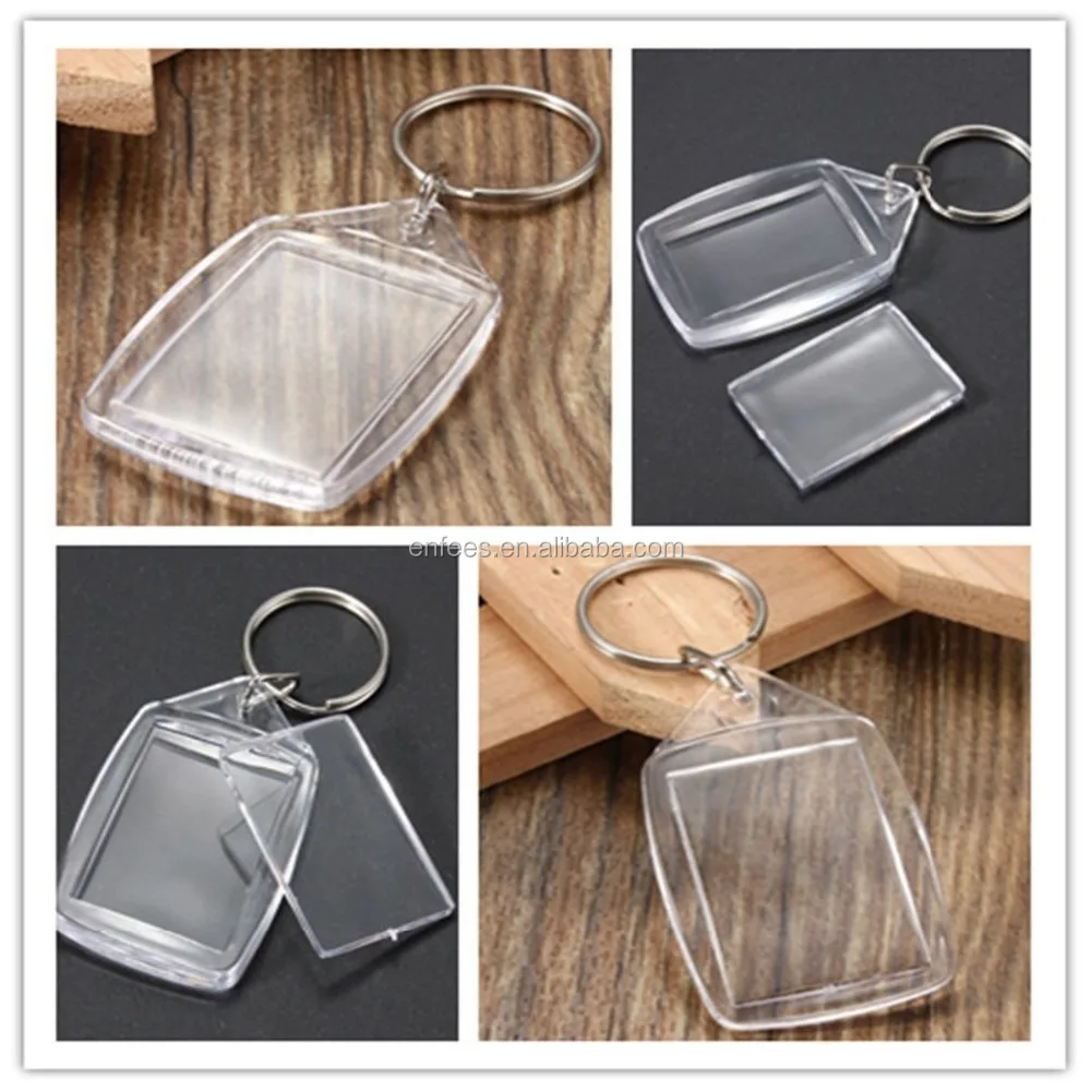 50 Clear Acrylic Photo Keychains by 5.4cm x 3.2cm Translucent Blank Keyring