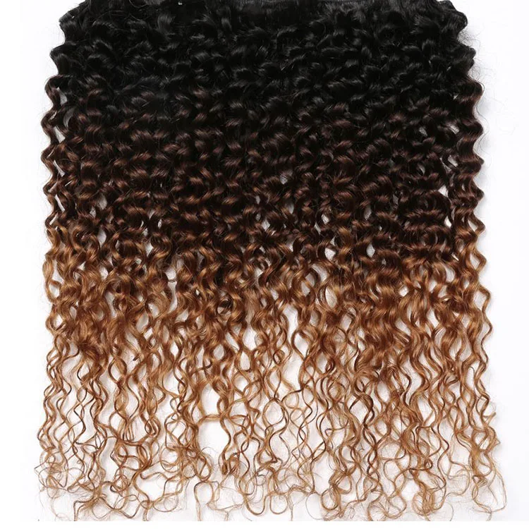 
100% remy human hair bundles 1b/4/30 ombre color mongolian hair virgin kinky curly human hair weave 