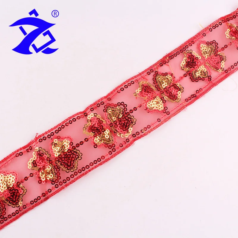 Factory Direct Price Custom Made Butterfly Sequins National Style Embroidery Flower Lace