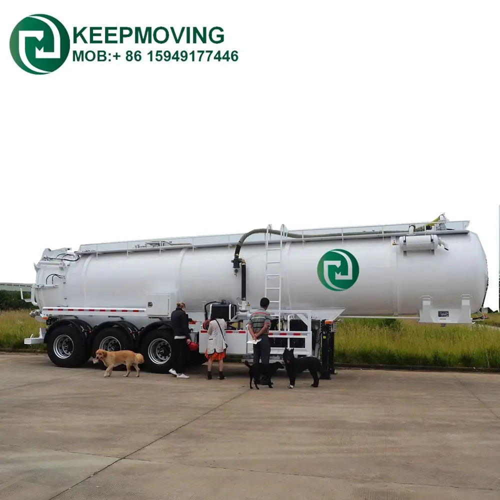 Tri-Axle Stainless Steel 22000 Litres Sewage Vacuum Suction Tanker Semi Trailer