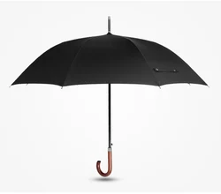 Ok Umbrella Logo Customized Automatic Windproof Umbrella With High Quality Wooden Handle Straight Umbrella