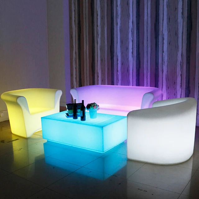 New designed colorful LED chair fancy illuminated plastic PE bar single led sofa