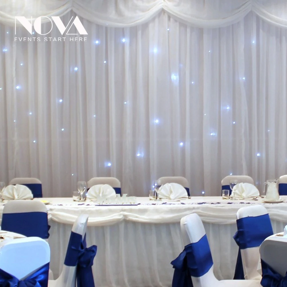 White LED Curtain vlvet drape for wedding events tent room decoration