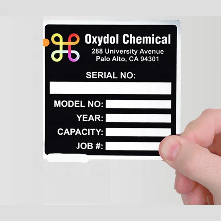 Customs metal engraving nameplate  and etched  logo  Engraved nameplates label for machine