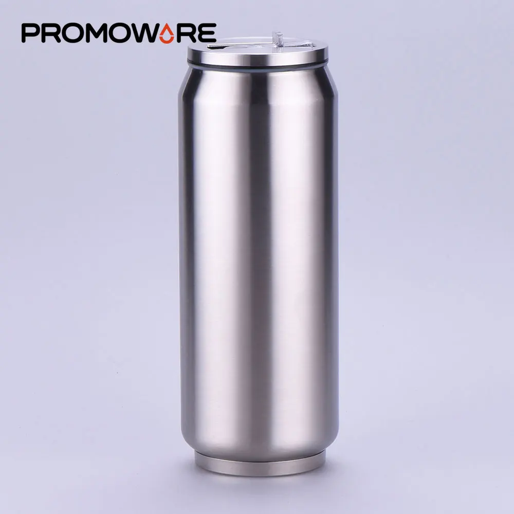 
500 ml Vacuum Insulated Sublimation Thermos Soda Can Shaped Water Bottle Food Grade Stainless Steel Beer Can Flask 