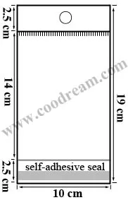 10x19cm 760 pieces /pack clear polypropylene packaging Self-Adhesive Opp Bags plastic with header