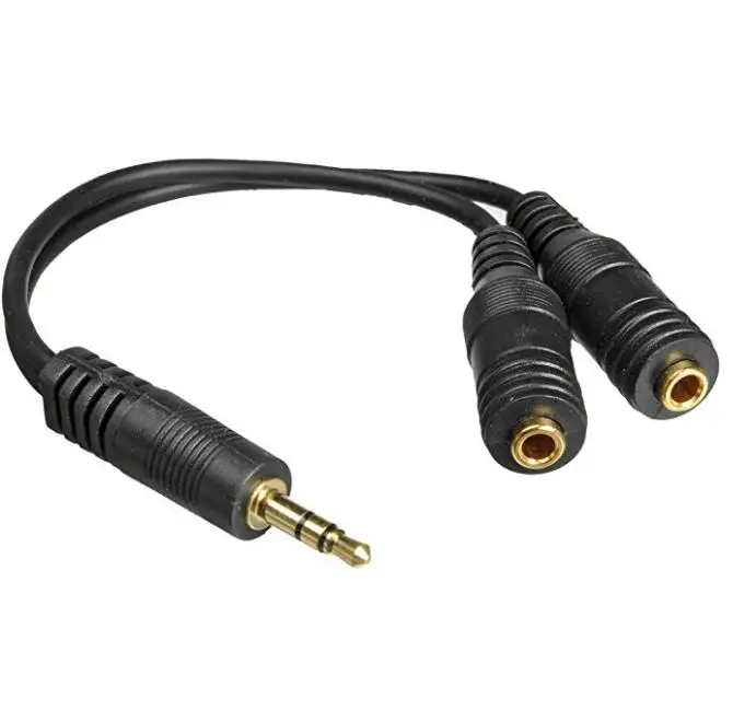 Black Headphone 3.5 mm AUX Audio Splitter Cable