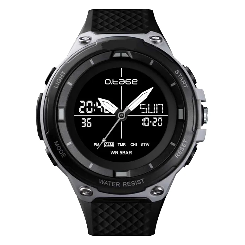 Waterproof surf watch military grade watch lcd display watch black