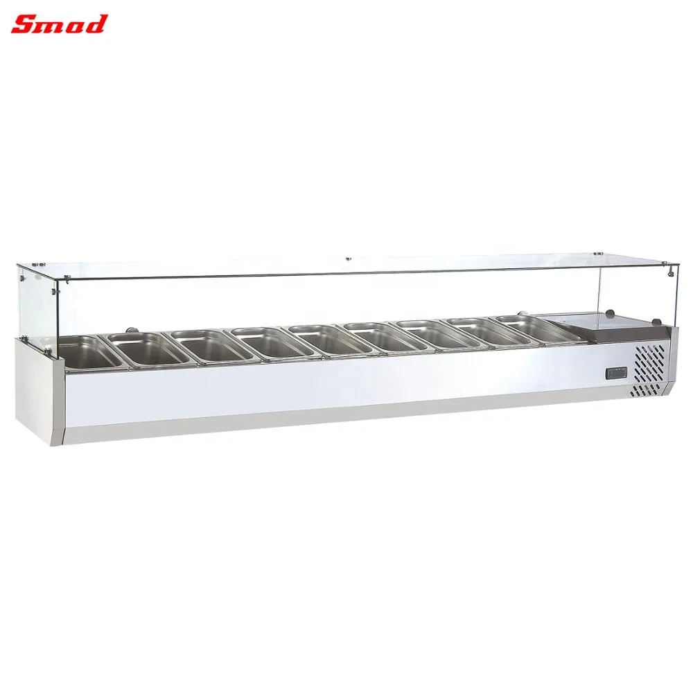 Smad High Quality Fruit Salad Display Refrigerant Bar Counter Chiller Showcase