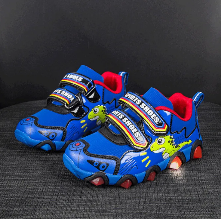 New arrival shoes  Boy  light  LED lights shiny small dinosaur pattern shoes for kids 2018
