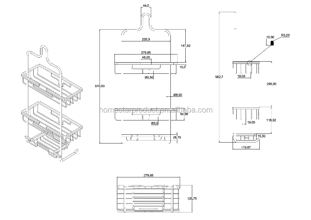 
Aluminum tesion pole shower caddy 
