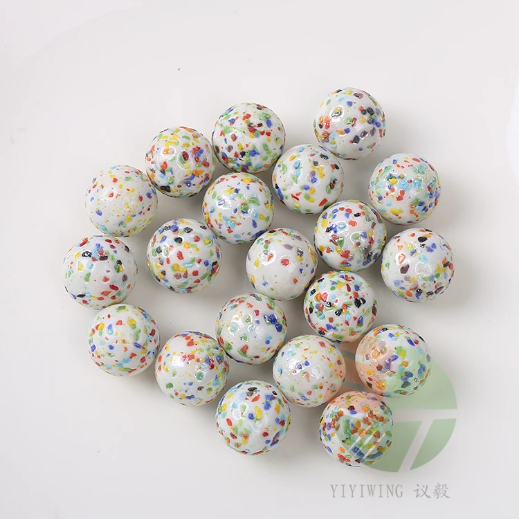 100pcs 16mm  red sesame seed white ceramics solid glass balls  1.6cm Decorative clear color solid glass marble christmas balls