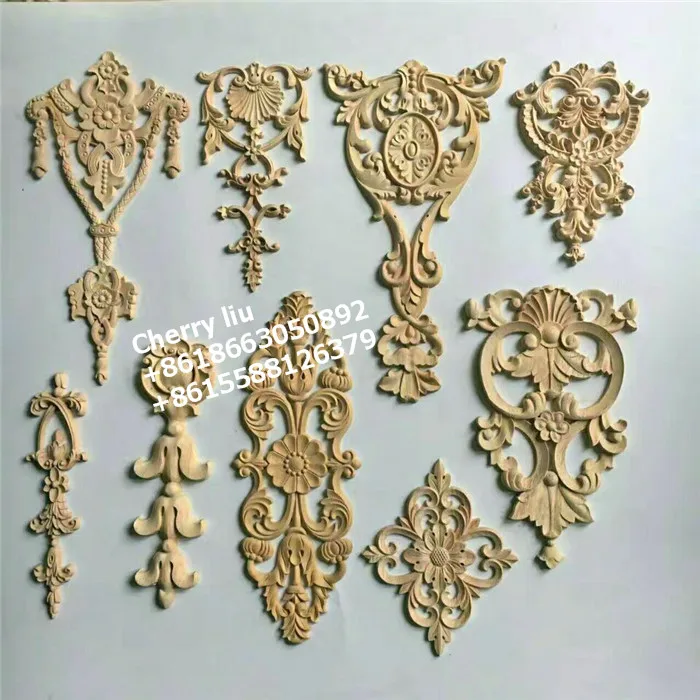 Decorative Carved Onlays Appliques Furniture Wood Component Parts