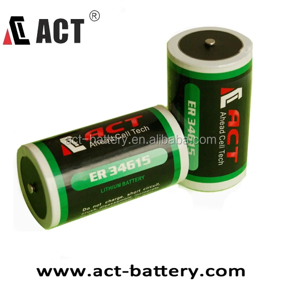 
Thionyl Chloride D Battery 3.6v 19000mAh Nominal Capacity ER34615 /ACT Brand Primary Battery 
