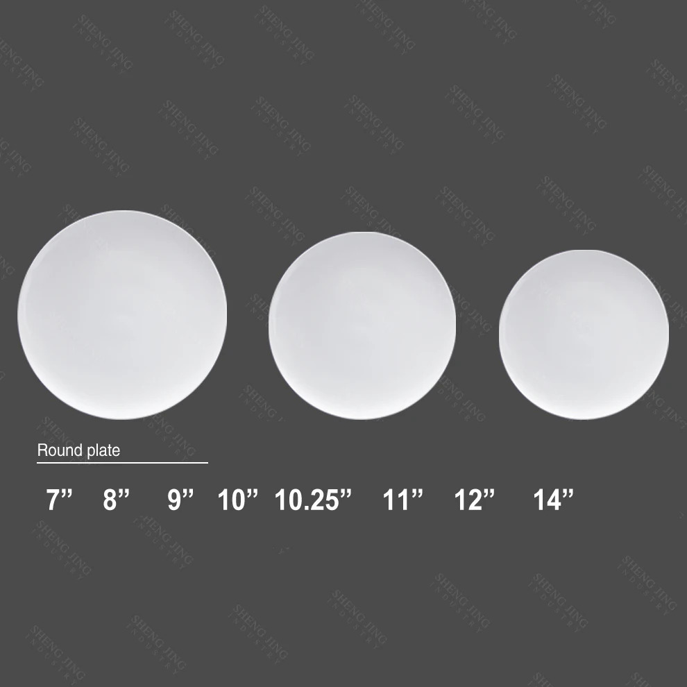 Shengjing Cheap High Quality Custom Logo White Round Ceramic Dinnerware Restaurant Porcelain Dinner Plate