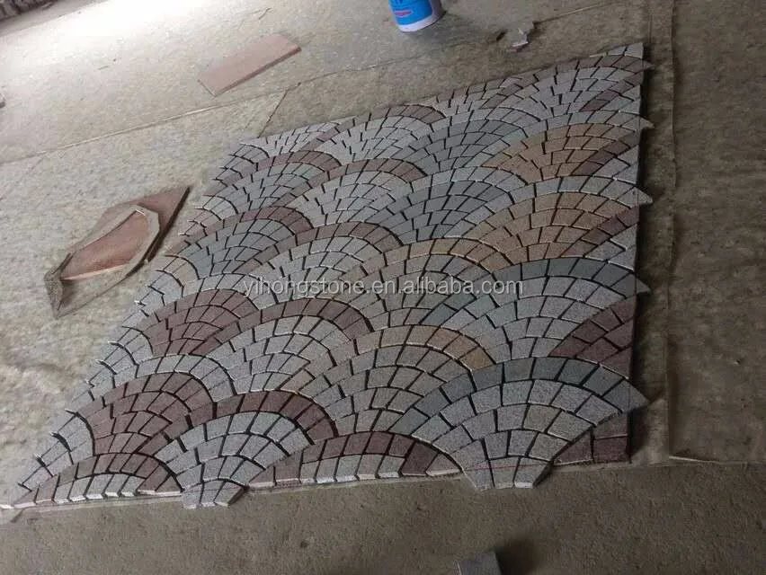 Гранит брусчатка. cubble, сетки каменный куб, сад гранитный камень