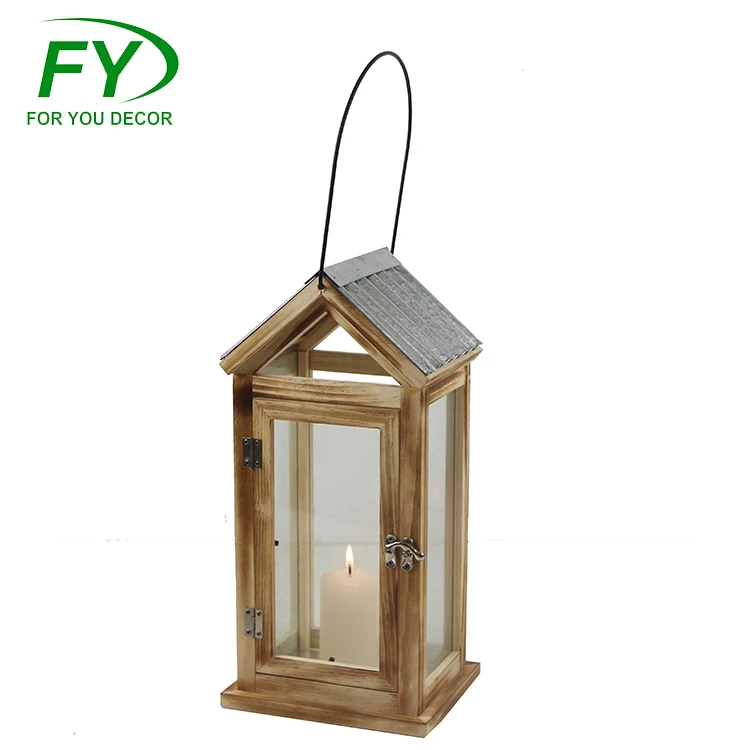 
Cheap 18*13*H36.5cm garden wood candle lantern stand for home 