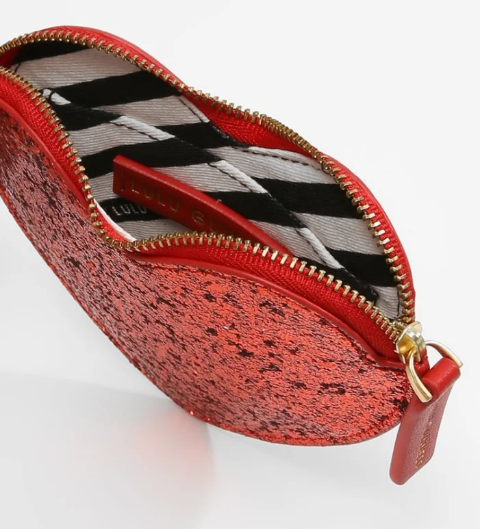 High Quality Heart Shape Genuine Leather Shiny Leather Coin Purse Wallet