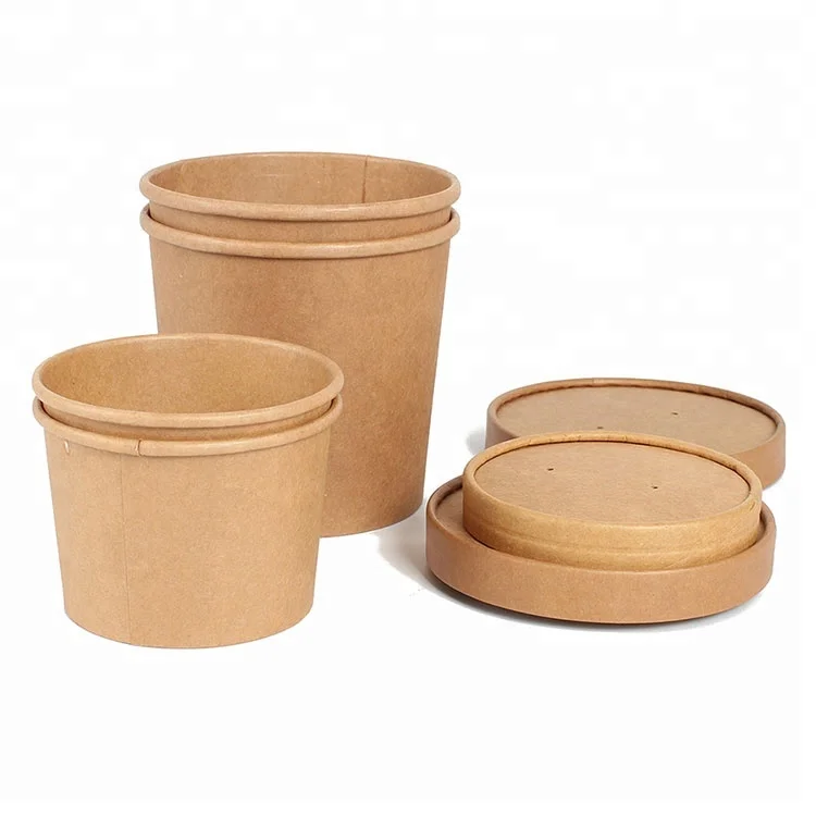 ECO Disposable Kraft Paper Soup Cup With Lid