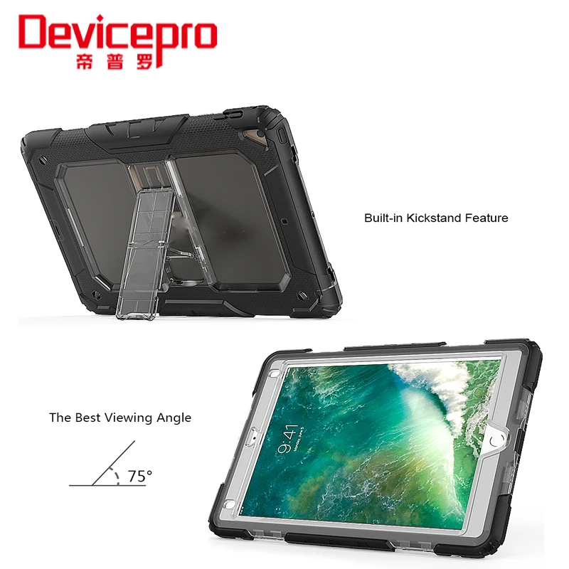 
for iPad 9.7 Case with Shockproof Silicone+PC 3-Layer Protection Rugged Clear Style Tablet Case 