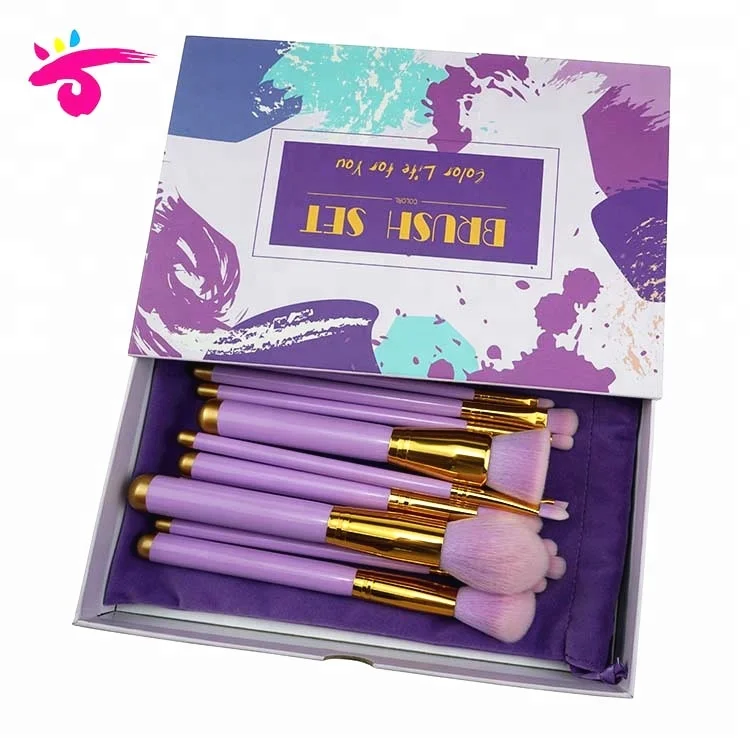 Synthetic Hair 12pcs mermaid tail brushes makeup brush set with box