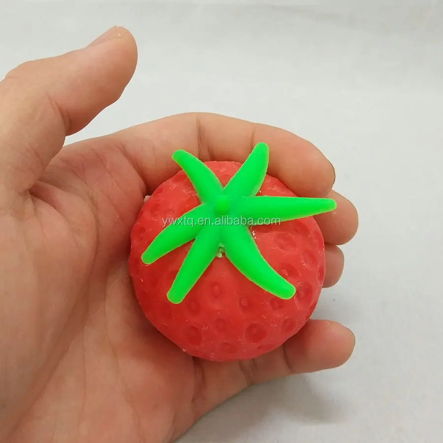 Factory Direct Sale TPR Plastic Squeeze Ball Strawberry Shape Stress Squishy Toy Stickly Ball