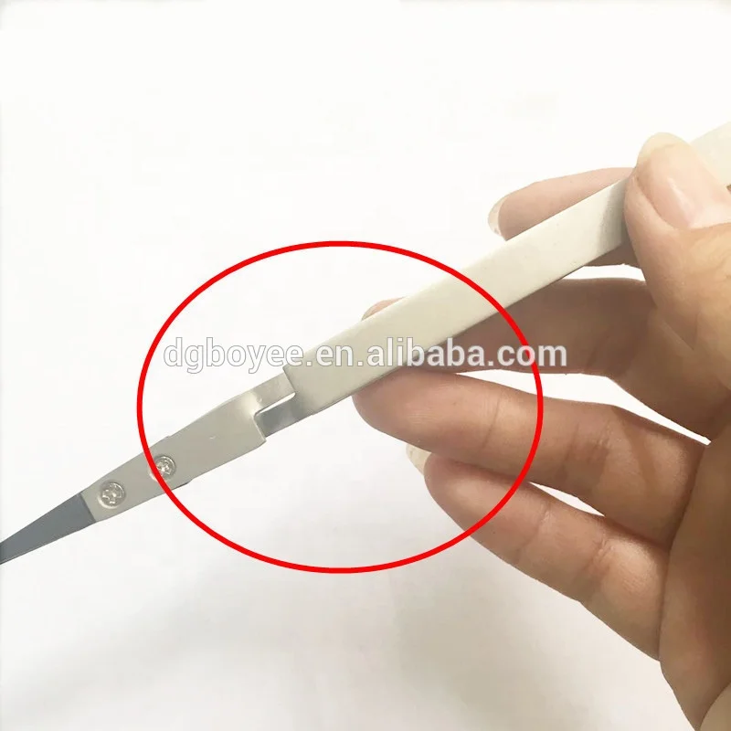 ESD reverse action tweezers straight and curved replaceable top anti-static tweezers