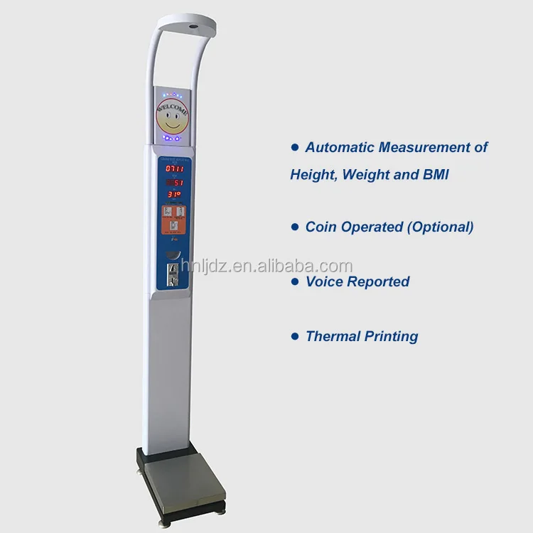 Electronic scale coin machine for measuring body height and weight