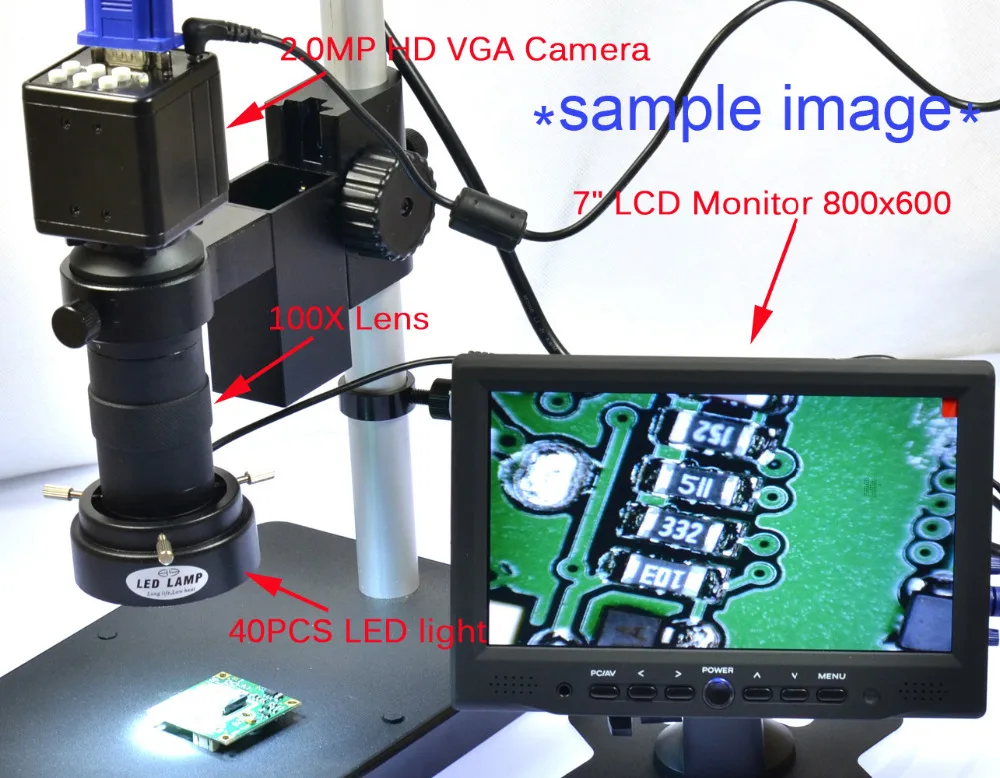 HAYEAR 2.0MP HD Digital C-mount Microscope Camera Magnifier PC VGA Output for PCB Lab Industry Industrial Inspection
