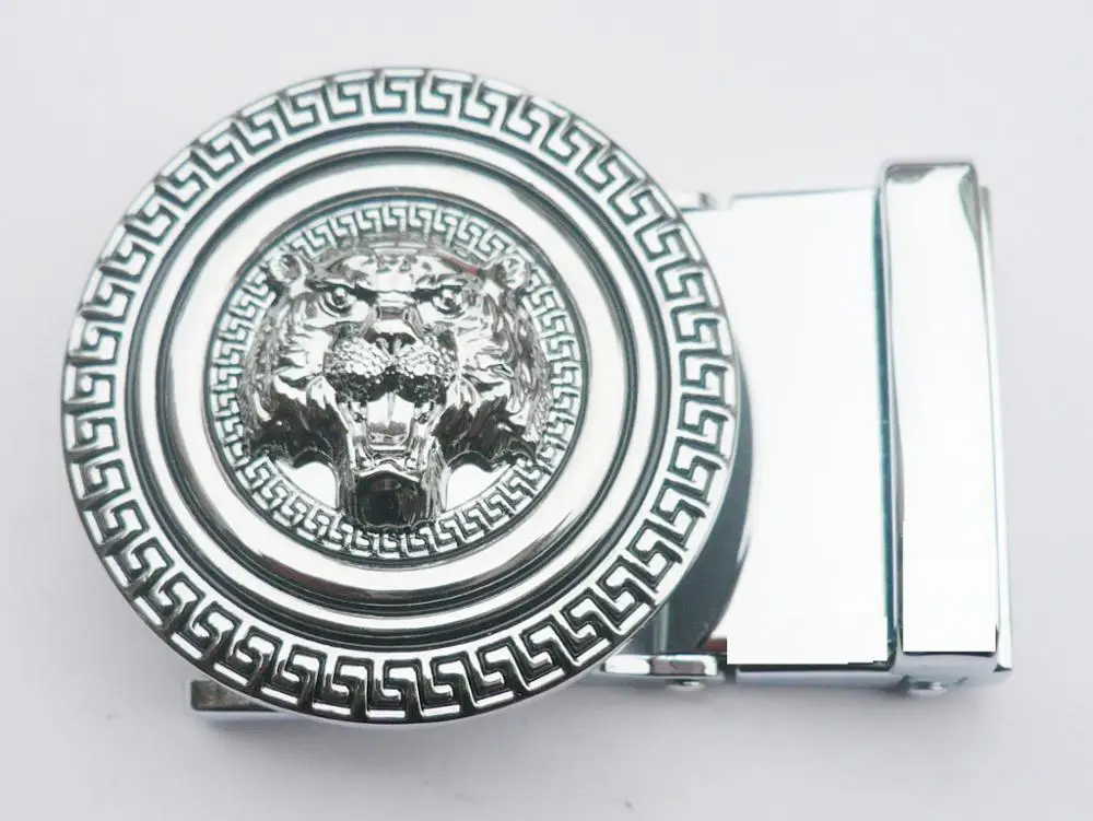 wholesale 35mm top quality zinc alloy lion head logo round shape automatic belt buckles