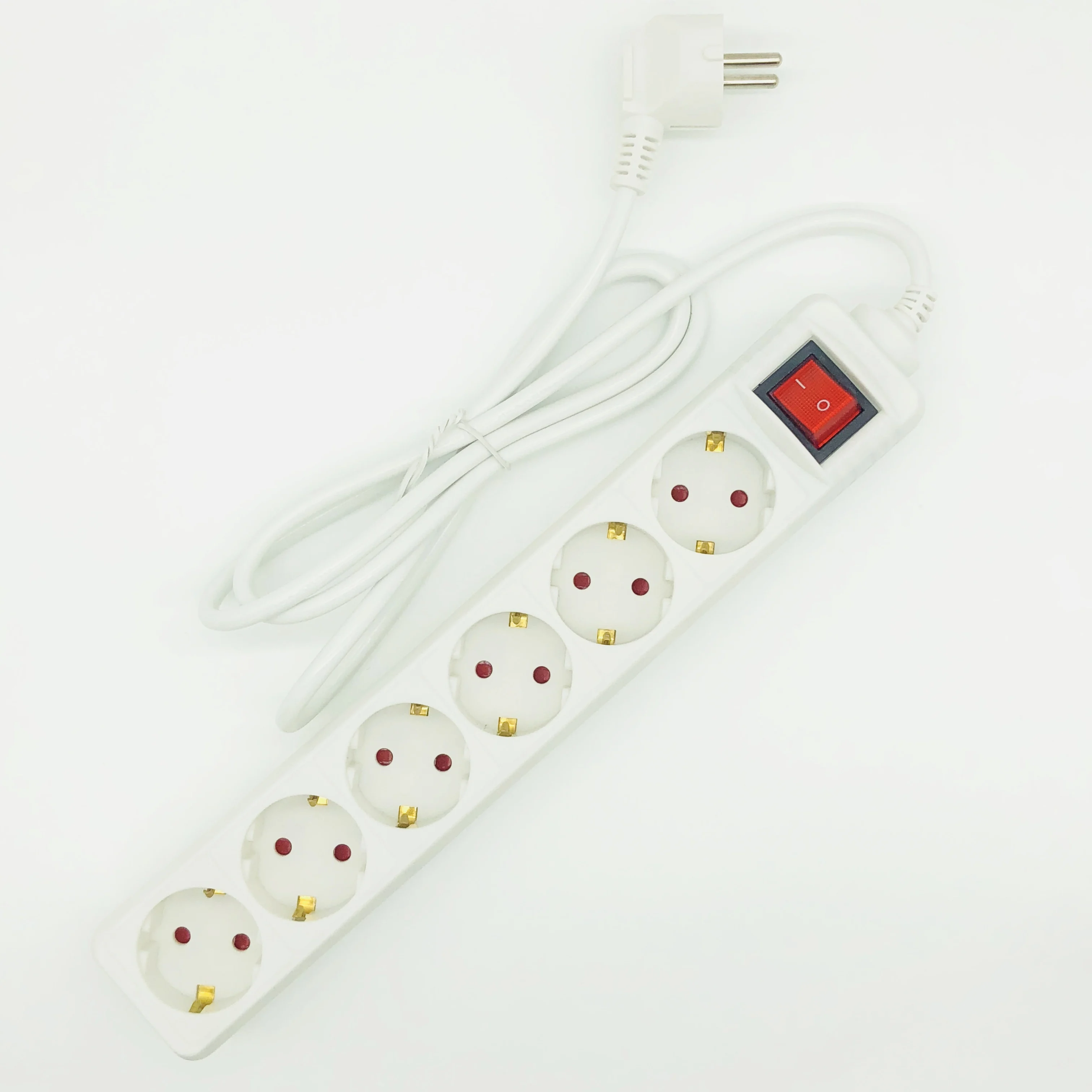Simply Style 6 Outlets  Eu Germany  Extension Socket Power Strip  with Surge Protection with Switch
