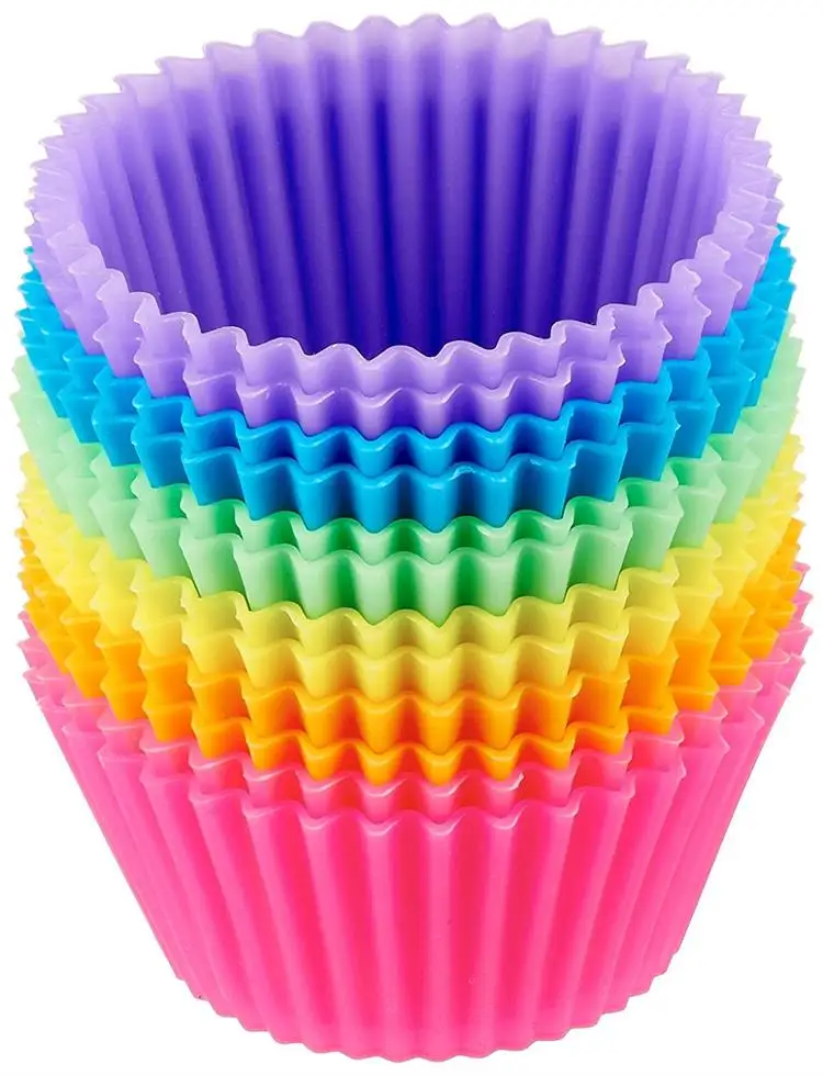12pk Reusable Silicone Baking Cups cupcake mold for baking cakes Freezer-, microwave-, and oven-safe