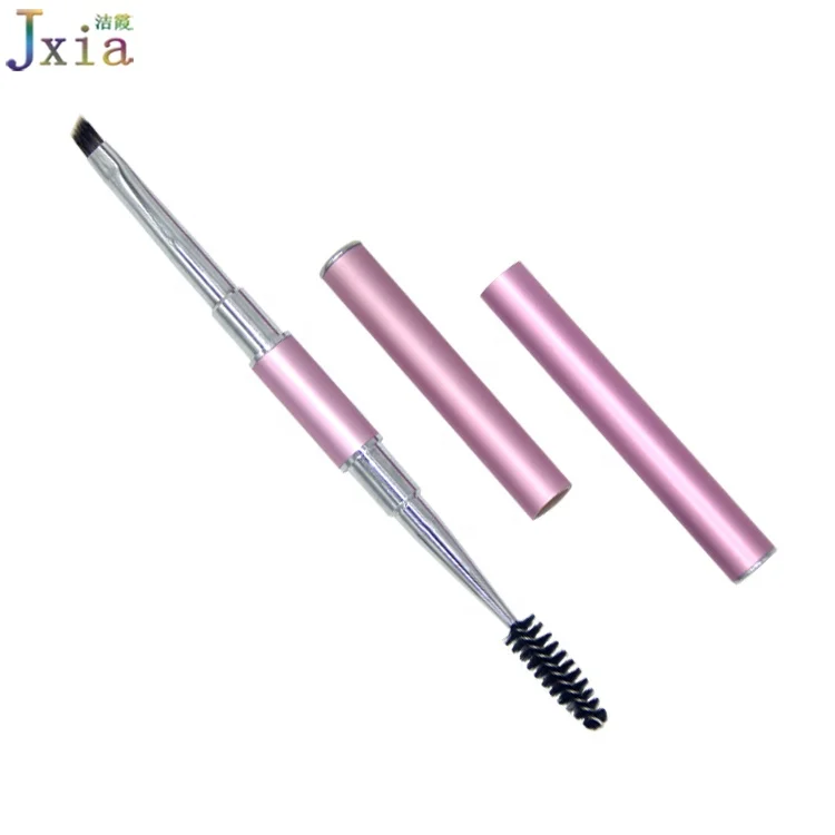 Professional Single Metal Handle Double Side Duo Brow Mascara Makeup Brush Angled Eyebrow Brush
