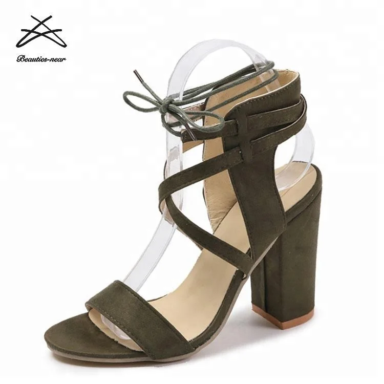 2018 wholesale cheap block heels fashion suede women shoes pure women high heel shoes