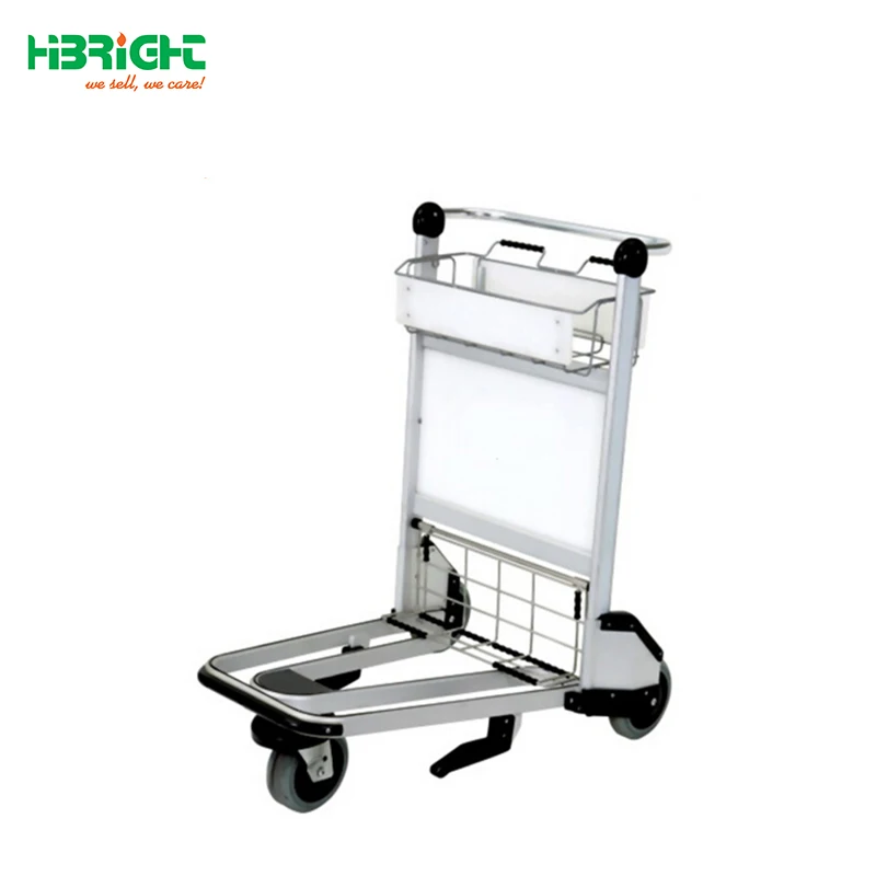 aluminum hand brake airport luggage cart with 3 wheels