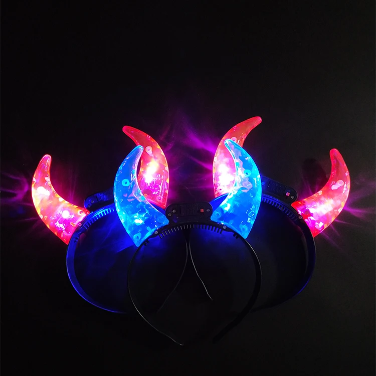 Light up Led plastic devil horns headband for halloween party