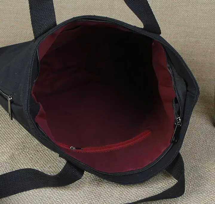 
black color organic cotton bag with lining 