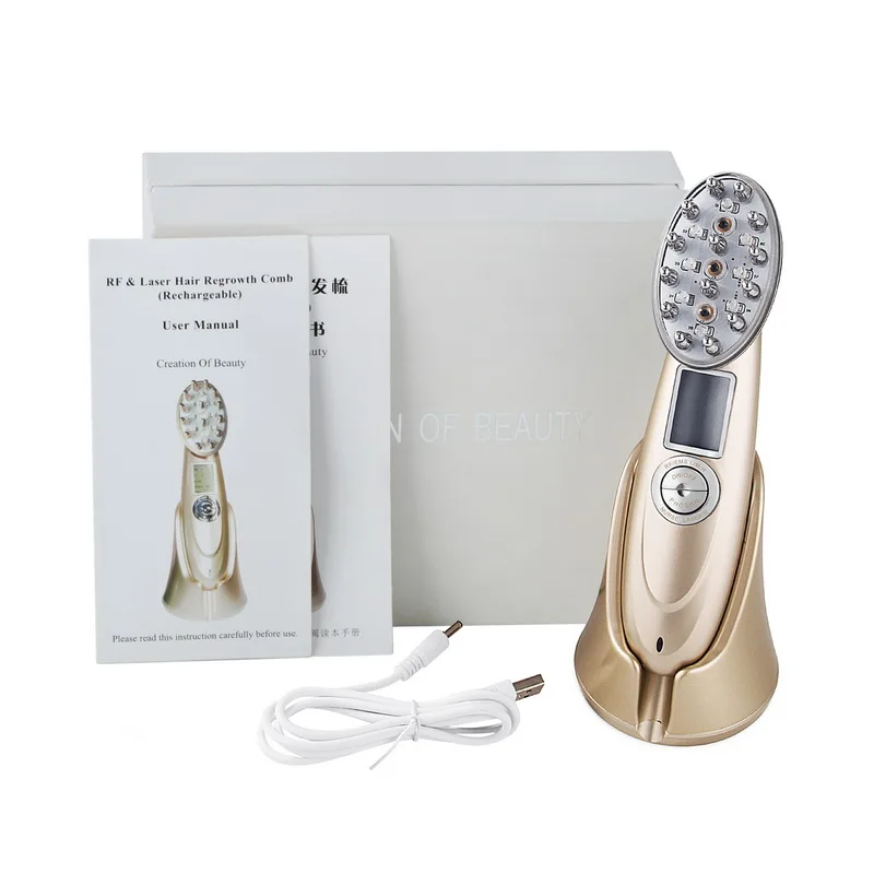Electric EMS Laser RF Photon Micro vibration Hair Growth Head Scalp Vibrating Massager Comb Brush for Homen