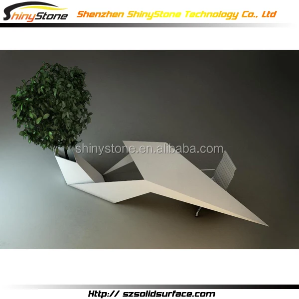 Contemporary Fighter Plane shape Krion office executive desk
